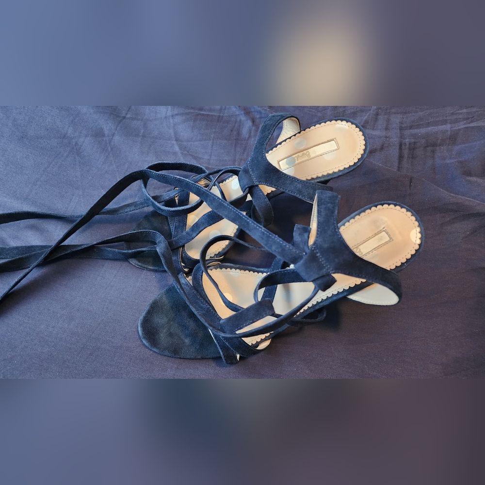 Boden Navy Suede Strap High Heel Sandals 10/41